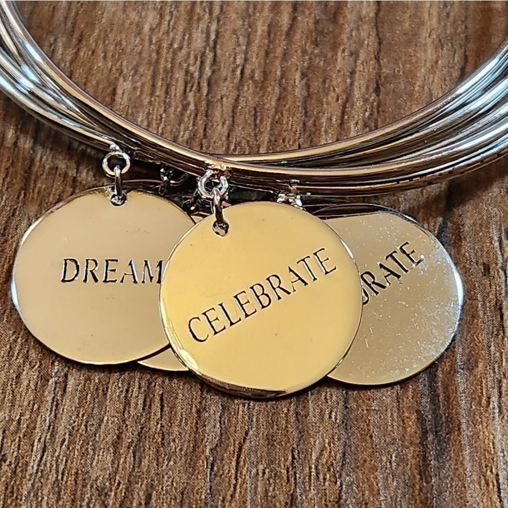 Partylite Silver Plated Inspirational Charm Multi Bangle Bracelet View 6